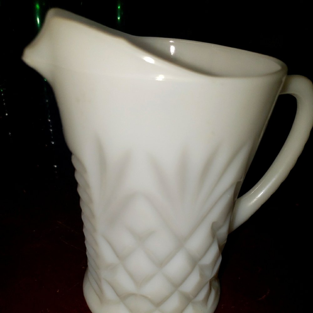 Vintage Milk Glass Cream Pitcher, Anchor Hocking